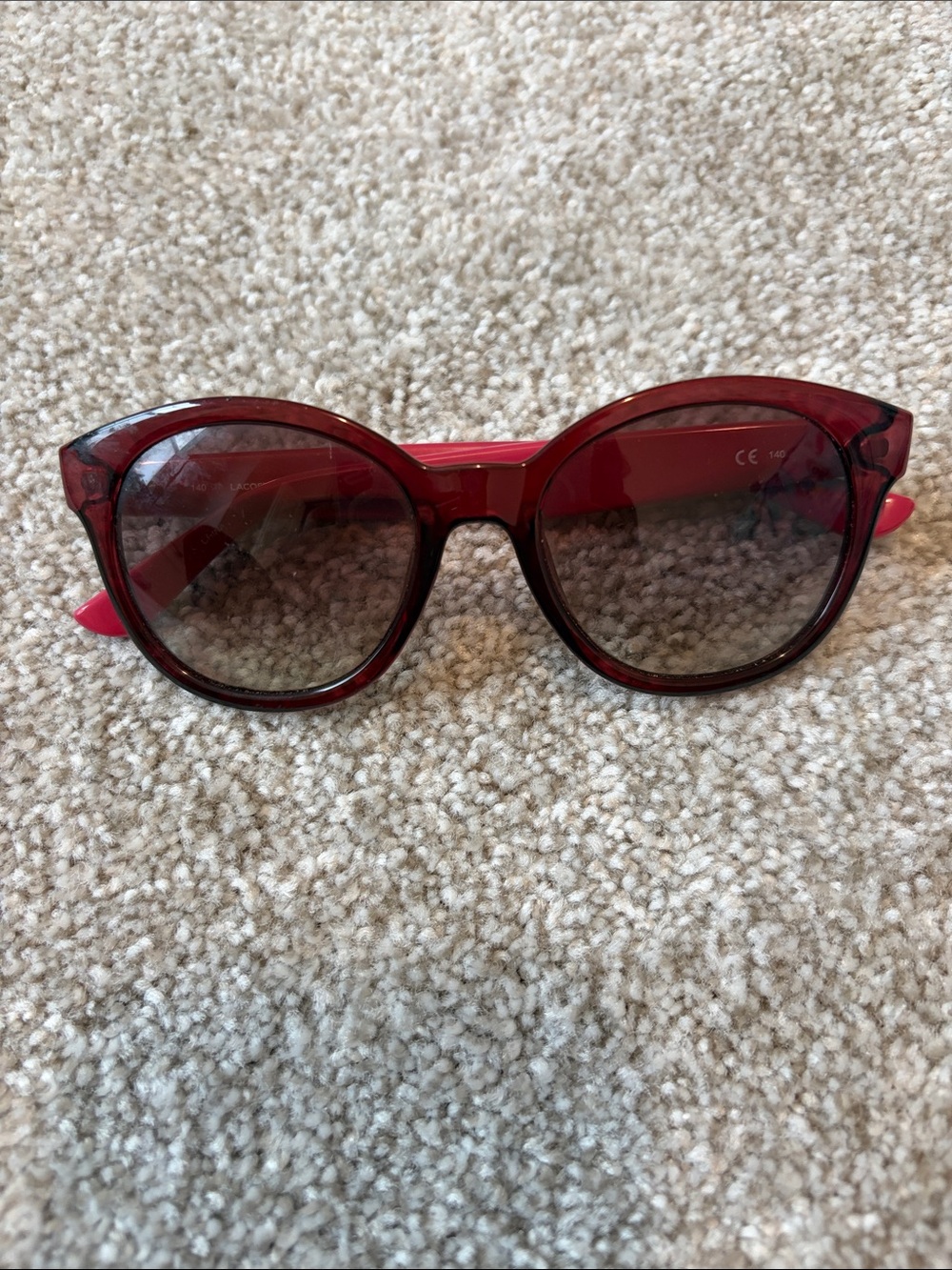 Lacoste Red Round Frame Women's Sunglasses